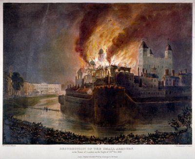 ロンドン塔の武器庫の火災による破壊（1841年10月30日 作： William C Smith