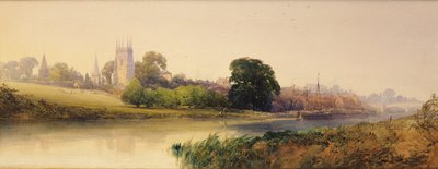 イブシャムのエイボンでの夏の夜、1870〜80年頃（鉛筆と水彩） 作： William Callow