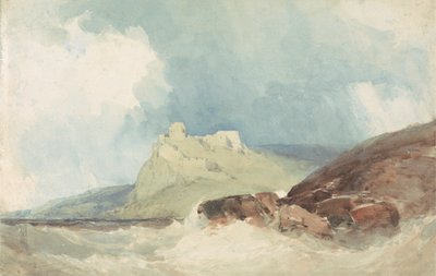 Castelo em um penhasco com mar tempestuoso 作： William Callow
