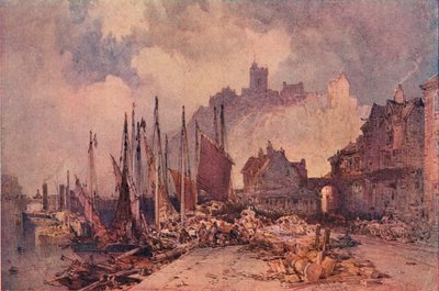 岸壁の魚市場、フォークストン港、c1885 作： William Callow