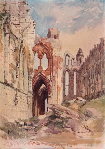 ウィットビー修道院、c1915の内部 作： William Callow