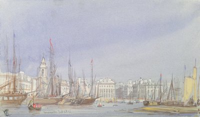 マルセイユ、インナーハーバーでの発送、1836年7月28日 作： William Callow