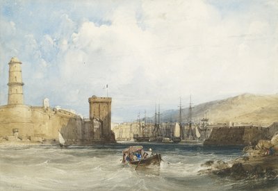 マルセイユの港への入り口、1838年頃 作： William Callow