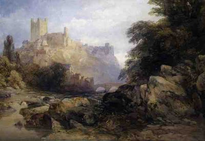 川から見た町と城」1860年頃（紙に水彩画） 作： William Callow