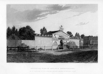 1777年、1840年に登場したロンドンのアストリーズ円形劇場の外観 作： William Capon