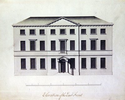 スタッフォードシャーのエンビル・ホールの設計、1770年頃（ペン・インク、グレー・ブルー・ウォッシュ） 作： William Chambers