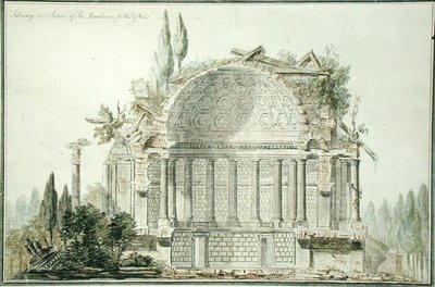 プリンス・オブ・ウェールズ（1738-1820）のための廃墟の霊廟の設計 1752年（ペン、インク、水彩、紙） 作： William Chambers