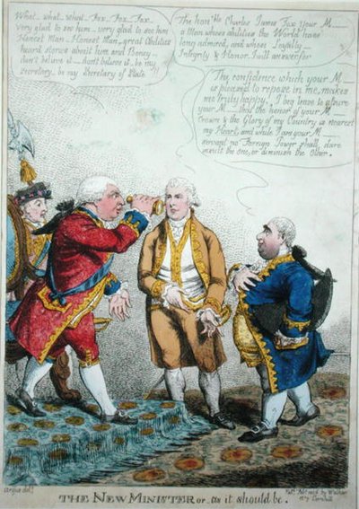 1806年2月に出版された「The New Minister or As it Should Be」（カラー彫刻）。 作： William Charles