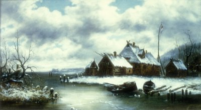 冬の雪景色（キャンバスに油彩） 作： William Charles Anthony Frerichs
