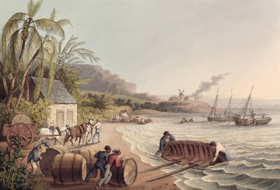 アンティグア、ラム酒と砂糖の樽を積む 作： William Clark
