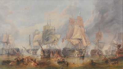 トラファルガーの戦い、1805 年 10 月 21 日（キャンバスに油彩） 作： William Clarkson (manner of) Stanfield