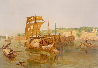 ガンジス川のボート、「インドの古代と現代」、1867年 作： William Crimea Simpson
