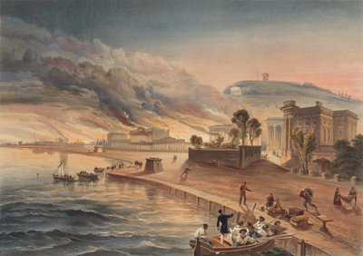 ケルチの政府の建物の燃焼。 1855年6月9日？ 作： William Crimea Simpson