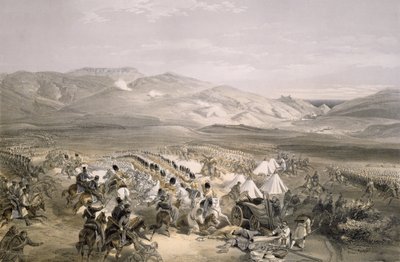 1854年10月25日のバラクラバの戦いにおける重騎兵旅団の突撃。パブのE.ウォーカーによって刻まれました。 1855 作： William Crimea Simpson