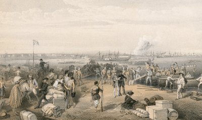 カーチへの遠征船着陸とセントポール砲台の爆破 作： William Crimea Simpson