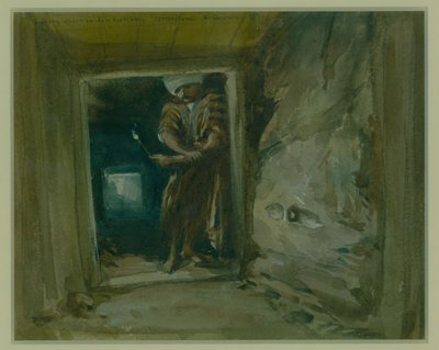1871年エルサレムのゴールデンゲートウェイの下のギャラリー（トイレットペーパーと鉛筆） 作： William Crimea Simpson
