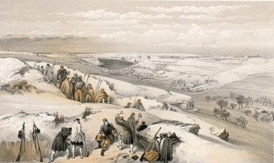 フランスの攻撃の右端にある26砲台のセバストポル 作： William Crimea Simpson