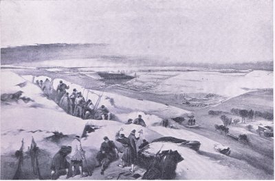 フランスの攻撃の最右端にあるバッテリーからのセヴァストポリ、イギリスと陸海の戦いのイラスト、1915 作： William Crimea Simpson