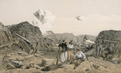 Mamelon Vertの内部をスケッチし、南を見る 作： William Crimea Simpson