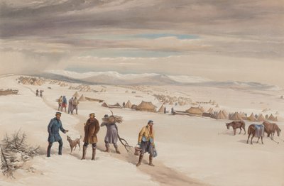 東向きの第2師団の野営地。 1855年1月 作： William Crimea Simpson