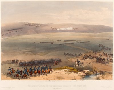 ブルガナックの高さの騎兵隊事件-最初の銃。 1854年9月19日、1855年 作： William Crimea Simpson