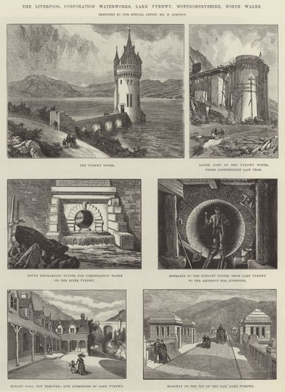 The Liverpool Corporation Waterworks、Lake Vyrnwy、Montgomeryshire、North Wales 作： William Crimea Simpson