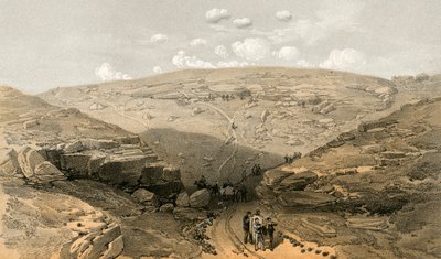 21砲台の背後にあるウォロンゾフ道路の洞窟、死の影の谷 作： William Crimea Simpson