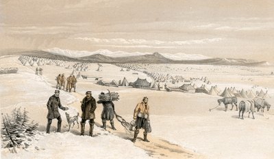 1855年1月、東を望む第2師団の陣営 作： William Crimea Simpson