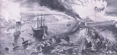 1855年9月8日、セバストポリの陥落とロシア人の後退、イギリスと陸海の戦い1915年 作： William Crimea Simpson