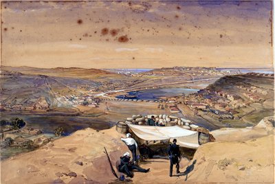 ？1855年6月23日、セバストポルのタウンバッテリーまたは内部の要塞群？ 作： William Crimea Simpson