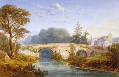 ロンドン、グリニッジ、ウリッジのエルサム宮殿近くのエルサム橋の眺め、1830年頃 作： William Crouch