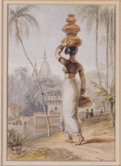 ウォーターポットを運ぶヒンドゥー教の女性 作： William Daniell