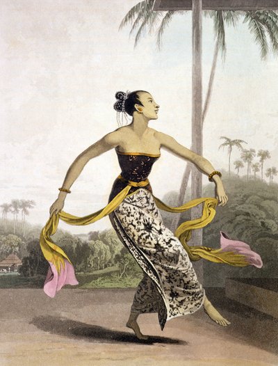 RonggengまたはDancing Girl、Vol。21のプレート21。 Thomas Stamford Raffles（1781-1826）の「The History of Java」のパブ。 1817（アクアチント） 作： William Daniell