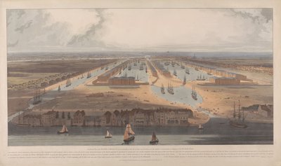 ウェスト・インディア・ドックスの眺め 作： William Daniell