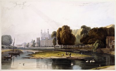イートンカレッジ、「ウィンザー城と隣接する風景の選択したビュー」から、1831-1835 作： William Daniell