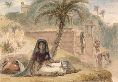 Intialainen tyttö istuu joen rannalla 作： William Daniell