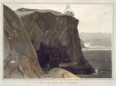 ホリーヘッドのプラットフォームからボートを降ろす、「1814年から1825年の間にイギリスで行われた航海」1829年発行 作： William Daniell