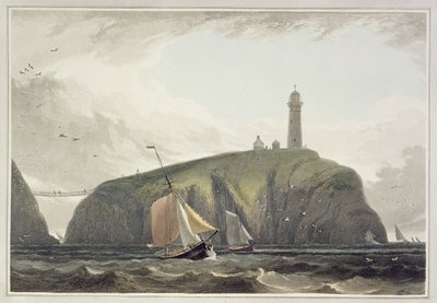 南スタックの灯台、ホリーヘッド、「1814年から1825年の間にイギリスで行われた航海」、1815年発行 作： William Daniell