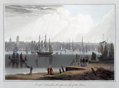 リバプール、川の反対側から撮影」1815年 作： William Daniell