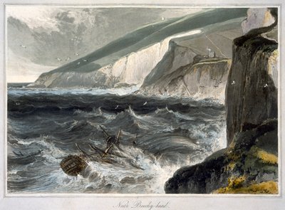 ビーチーヘッドの近く」、サセックス、1823年 作： William Daniell