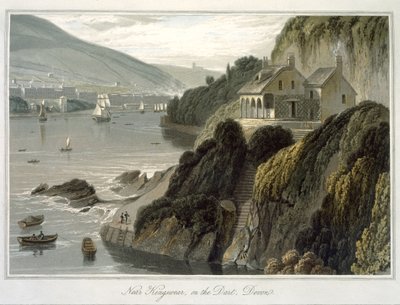 キングスウェア近く、ダート、デボン、「1814年から1825年にかけて行われたイギリスを巡る航海」のVIII巻から1825年に発行（アクアチント） 作： William Daniell