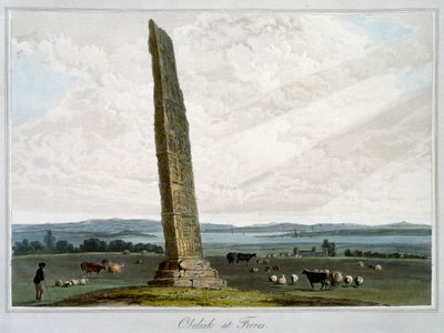 「フォレスのオベリスク」、モーレイ、スコットランド、1821 作： William Daniell