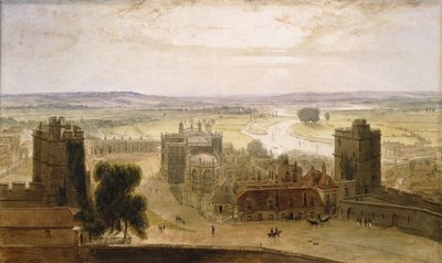 ラウンドタワー、ウィンザー城、1827年からの眺め 作： William Daniell