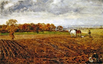 チェシャーでのプラウイング（油彩・キャンバス） 作： William Davis