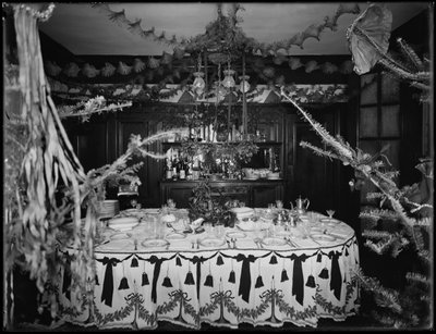 1917年1月4日、クリスマスに装飾されたウィリアムミルバトラー夫妻の邸宅の内部 作： William Davis Hassler