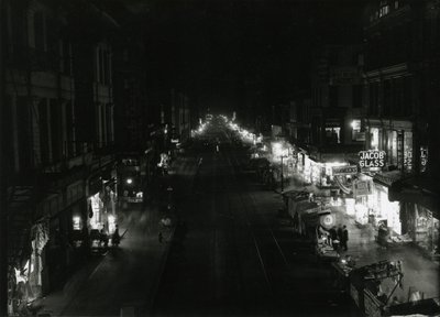 1917年、ニューヨークのオーチャードストリート、グランドストリートの夜景 作： William Davis Hassler