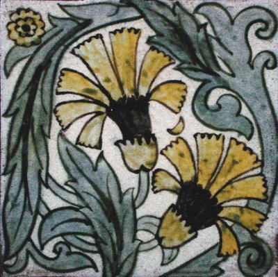 花柄タイル（陶器） 作： William de Morgan