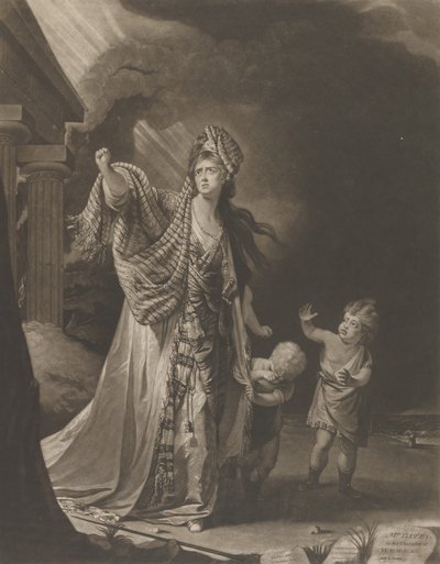 イェーツ夫人のメデア役、1771年。 作： William Dickinson