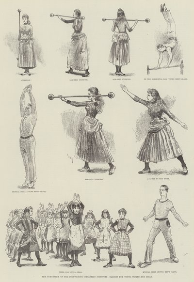 ポリテクニッククリスチャン研究所の体育館、若い女性と女の子のためのクラス 作： William Douglas Almond