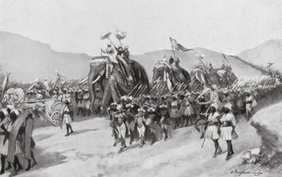 出征するヴィクラマディティヤ・グプタ、AD395年（リトグラフ） 作： William Douglas Almond